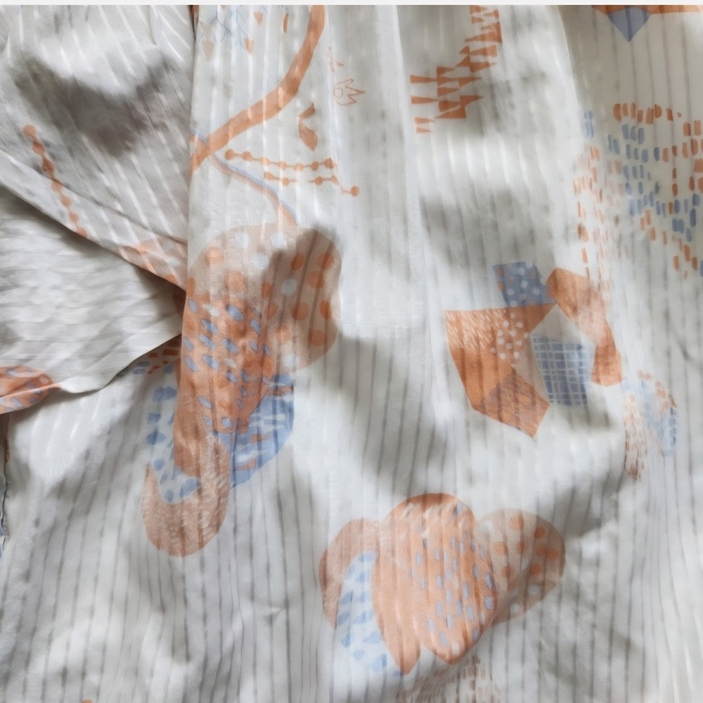 SHAKA‎ Thai Designer Cotton Silk Abstract Floral Dress Medium Sleeveless Ruffle - Picture 7 of 8